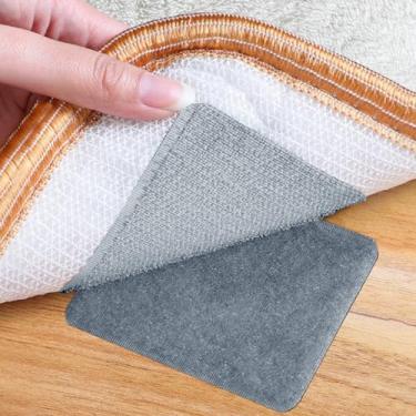 Imagem de 10 peças de fita de tapete e almofadas, almofadas antiderrapantes para pisos, fita antiderrapante para carpete (cinza, grande)