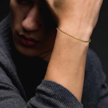 Imagem de Pulseira masculina de aço inoxidável, corrente minimalista, ajustável, 2,5 mm, joia leve, presente para aniversário, Natal, Length: 23 cm / 9.06 inches, Aço inoxidável, Sem Pedra Preciosa