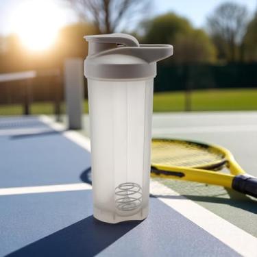 Imagem de 1 garrafa de água esportiva grande garrafa de mistura de 700 ml, lavável na lava-louças, PE, PP, cinza, 22,5 x 11 x 7,5 cm