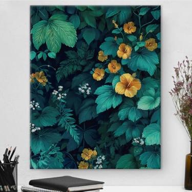 Imagem de Arte de parede em tela botânica vintage com estampa de vegetação exuberante imagem de pintura estética natural para casa fazenda sala de estar decoração de parede 20 x 25 cm