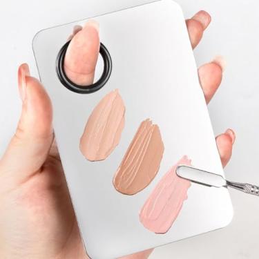 Imagem de Paleta de mistura de maquiagem de aço inoxidável com espátula