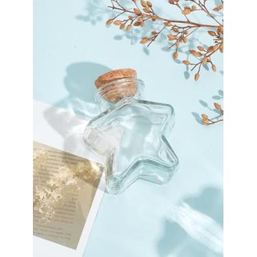 Imagem de 1 garrafa de vidro vazia, recipientes de contas com rolha de cortiça, garrafas de vidro decorativas transparentes com rolhas de cortiça para artesanato de arte DIY, 7,2 x 6,6 cm, orifício: 30 mm