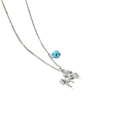 Imagem de Colar feminino com pedra do mês de nascimento - Pingente de cavalo banhado a ouro branco, delicado, hipoalergênico, não mancha, à prova d'água, presentes de aniversário personalizados, joias modernas