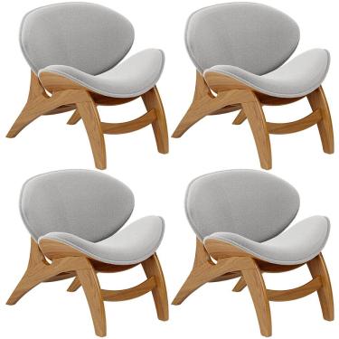 Imagem de Kit 4 Poltronas Decorativa Orgânica Sala Living Kadosh L02 Bouclê Cinza - Lyam Decor