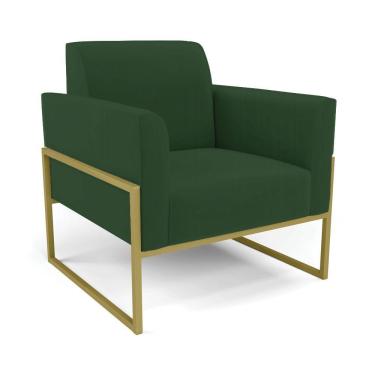 Imagem de Poltrona Base Industrial Alta Dourado Marisa Veludo D03 - D\'rossi Cor Verde