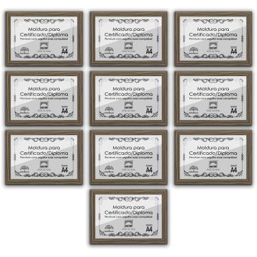Imagem de Kit 10 Certificados Diplomas A4 Com Tela De Acetato E Mdf Titulos Moldura Madeira
