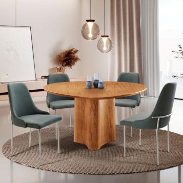 Imagem de Conjunto de Jantar Selene Vicenza 4 Lugares Tampo em MDF Orgânico com Cadeiras Estofada...