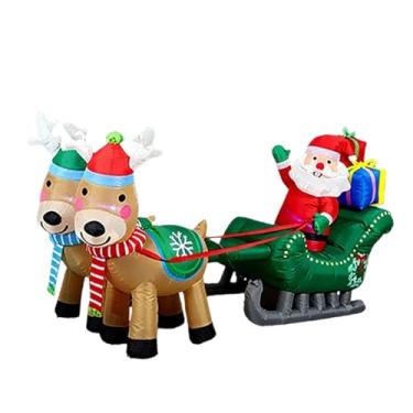 Imagem de Esquirla Trenó inflável de Natal com Papai Noel e renas embutido em LED, novidade, 7,87 pés, decoração de quintal, decoração de Natal para jardim