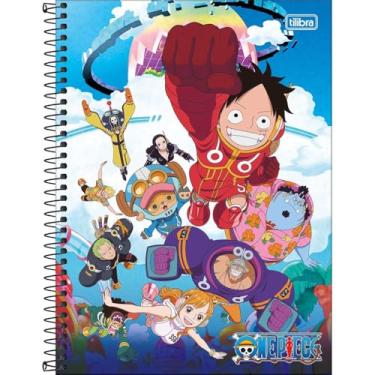Imagem de Caderno One Piece TILIBRA Universitário - 10 Matérias 160 Folhas (Fundo Azul)