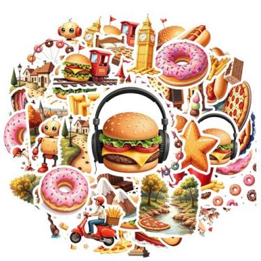Imagem de 50 peças adesivos de brinquedo culinário para viagem, aventura, comida, viagem, aventura, adesivos de brinquedo, graffiti, para celular, guitarra, notebook, mala, laptop, bagagem, álbum de recortes