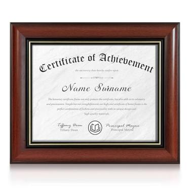 Imagem de Wiscet Moldura de diploma, 21 x 27 cm, visor de 21 x 27 cm, molduras de grau de documento com vidro de alta definição, suporte de parede ou exibição de mesa, vermelho vintage com aro dourado