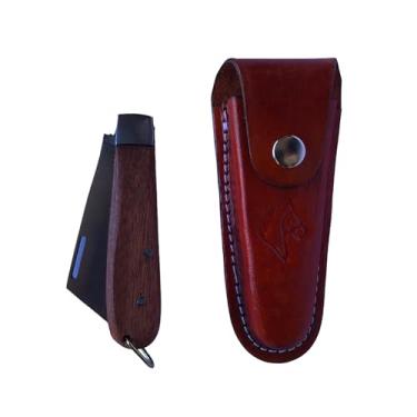 Imagem de Araguari Canivete Tradicional em Aço Carbono com Cabo de Madeira + Bainha de Couro Legítimo, Kit Completo para Uso (Havana)