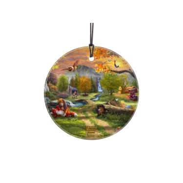 Imagem de Thomas Kinkade Studios – Disney – Raposa e o Cão – Amigos Eternos – Impressão Starfire de 8,9 cm Acessório de Impressão de Vidro Pendurado – Oficialmente Licenciado Colecionável – Ideal para