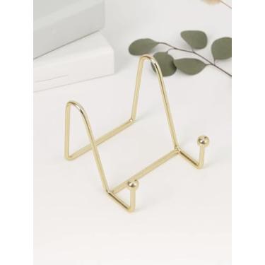 Imagem de Suporte de exibição de cavalete de 1 peça, suporte de exibição de aço inoxidável dourado claro para pequenos colecionáveis, pequeno suporte de cavalete de exibição para geodes rock fóssil coral, 9 x