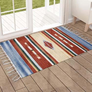 Imagem de 1 Tapete Capacho Kilim Original India 100% Algodão 50x70 M04