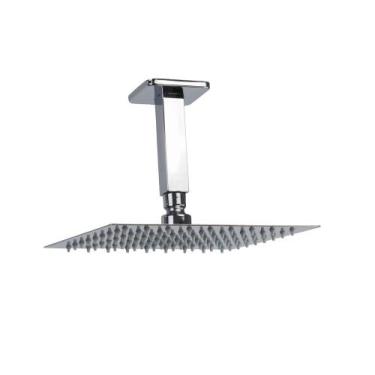 Imagem de Ducha Chuveiro Inox 20 cm 304 Slim Quadrado C/ Braço De Teto 10 Cm - A