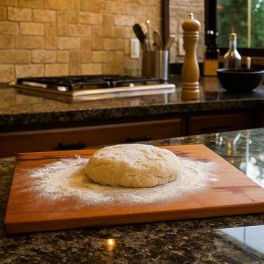 Imagem de Tabua De Carne Grande Churrasco Madeira Maciça Lisa 60x50cm Tábua De Corte Massa 60x50 Sem Canaleta