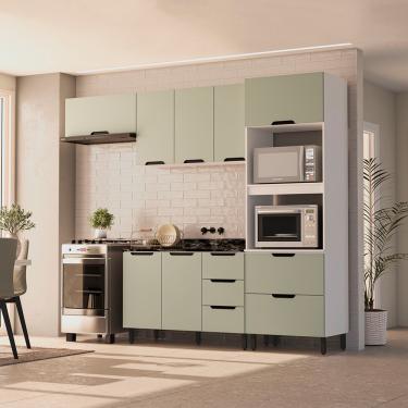 Imagem de Cozinha Modulada 4 Peças sem Tampo Maeena Politorno - Branco/Verde