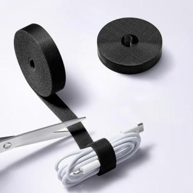 Imagem de Abraçadeiras reutilizáveis de 5 metros x 0,6 polegadas, alças ajustáveis, fitas de gerenciamento de cabos, correias de organização de cabos para casa, escritório, agrupamento de fios