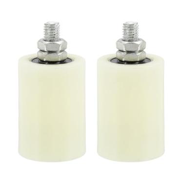 Imagem de PATIKIL Rolo de guia de portão deslizante de 7 cm x 5 cm, 2 peças de rolos de nylon ajustáveis para portão deslizante de varandas, quartos, banheiros, lojas, indústria, branco