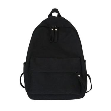 Imagem de Mochila não impressa escola secundária feminina versão coreana Harajuku ulzzang mochila de estudante universitário mochila de alta dade ins wind mochila preta