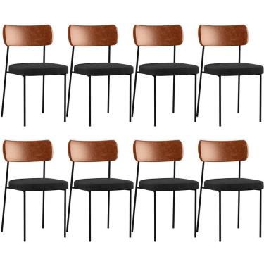 Imagem de Kit 08 Cadeiras Para Sala De Jantar Melina L02 Camel Chumbo