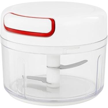 Imagem de Mini Processador de Alimentos Manual Corda Retrátil com Recipiente de Plástico Transparente Capacidade 170ml 2 Lâminas para Triturar e Picar Original