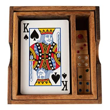 Imagem de CCcollections Blackjack Card Game Set with 5 Dice | Luxury Playing Cards Deck in Handmade Wooden Package | Elegant Gift for Adults | Game Nights, After Dinner, or as Stylish Coffee Table Box