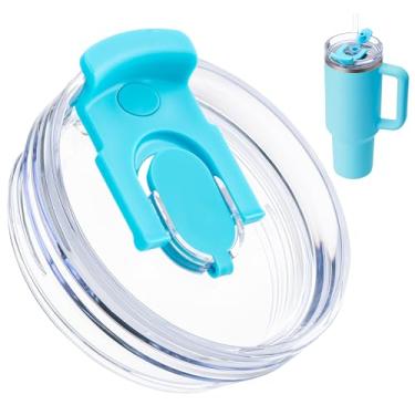 Imagem de Bluwing Tampa de copo de substituição de 1,134 g para copo Stanley, tampa de substituição à prova de derramamento para Stanley 1,134 g Quencher 2.0 e copo ProTour (azul celeste)