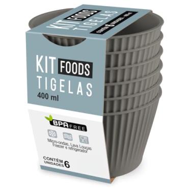 Imagem de Kit 6 Bowls Pote Cumbuca Tigela Petisqueira Plástico Cozinha (Cinza Escuro)