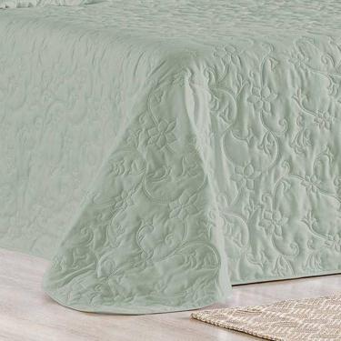 Imagem de Cobre Leito Queen Bouti Mavie Floral 180 Fios 3 Peças - Verde Malva