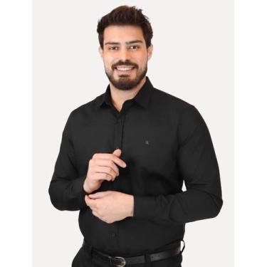 Imagem de Camisa Calvin Klein Jeans Masculina Regular Plain Grey CK Logo Preta T
