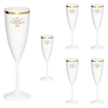 Imagem de Taça Espumante Boas Festas 170ml Borda Dourada Acrílico 6pçs - NEOPLAS