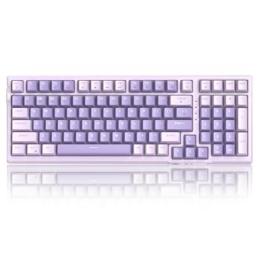 Imagem de MageGee SKY98 - Teclado mecânico para jogos com junta sem fio, 96% teclado cremoso RGB intercambiável a quente com enchimento de som de 5 camadas, BT/2,4 G/USB-C, NKRO para Win/Mac (lavanda,