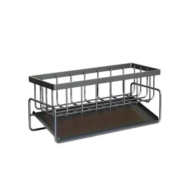 Imagem de Organizador de pia de cozinha, metal preto, bandeja de autodrenagem, rack de armazenamento de bancada para esponja, sabão, suprimentos para lavar louça,