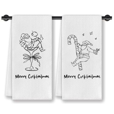 Imagem de CosxHabitat Toalhas de prato de Natal preto e branco para coquetéis de Natal, decoração de bar de Natal, presentes para amantes de coquetéis, toalhas de chá de mão para decoração de carrinho de