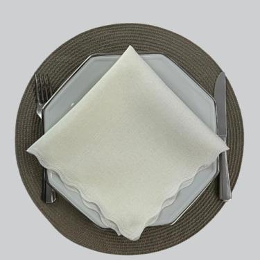Imagem de Guardanapo de Linho Tecido Kit 50 Acabamento a Laser 40 x 40 CM Mesa Posta (10,Palha)