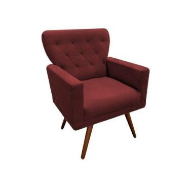 Imagem de Poltrona Decorativa Aurora Suede Marsala Pés Madeira Mz Decor - Mazzer