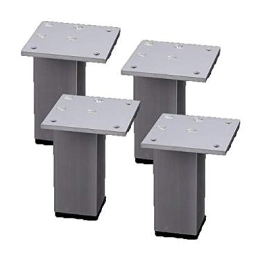 Imagem de ZJYWMM Pernas de móveis Pernas de mesa de metal Pés de móveis de liga de alumínio Pés de cozinha quadrados de substituição de móveis Pernas de sofá cama armários elevadores com parafusos, conjunto de