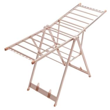 Imagem de 150 cm/160 cm ajustável para roupas com asas para cavalo, rack de secagem de roupas dobrável portátil de alumínio, secadora de roupas, prateleiras de secagem dobráveis para roupas, roupas longas