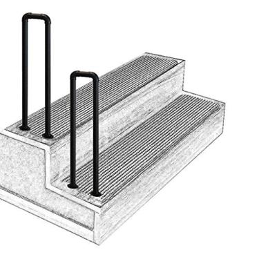 Imagem de Corrimão de escada de ferro forjado antiderrapante em forma de U preto fosco, hastes de suporte de segurança interna e externa nos corredores do sótão de idosos e crianças (tamanho: 0,5 m)