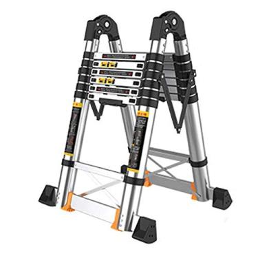 Imagem de Escada de extensão telescópica para casa escada telescópica multifuncional 5,8 m, dobrável e expansível, retração rápida de botão extensão telescópica design protetor 150 kg carga máxima (tamanho: 5,8 m)