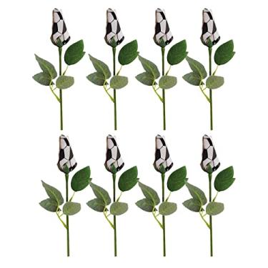 Imagem de Yalych Couro Esportivo Rosa Simulação Flor Festa Formatura Presente Buquê Decorações de Plantador de Inverno Flores Artificiais ao Ar Livre (Cor: Cinza, Tamanho: Tamanho Único)