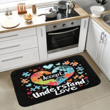 Imagem de Tapete de cozinha antiderrapante, lavável, antifadiga, macio, absorvente, tapete de cozinha, tapete de boas-vindas para cozinha, interior, entrada, pia, lavanderia, decoração de casa, autismo, lindo