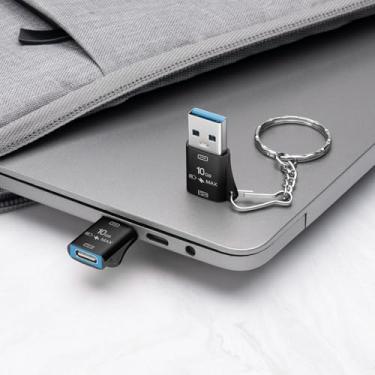 Imagem de Adaptador USB C para USB 3.0 OTG (2 peças), adaptador USB-C fêmea para USB-A macho 10G compatível com celular, tablet e outros dispositivos tipo C (preto)
