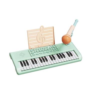 Imagem de JWQFBC Piano Infantil com 37 Teclas, Mini Piano com Microfone – Brinquedo Musical Educativo para Crianças Pequenas, Verde