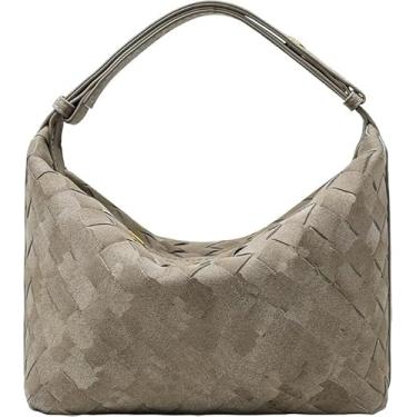 Imagem de Bolsa de couro de camurça para mulheres - Bolsa pequena de camurça - Bolsa de couro - Bolsa nas axilas - Bolsa de mão com alça superior, verde-azulado, Medium (8x4x6 inches)