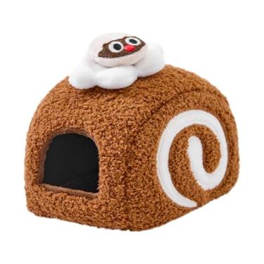 Imagem de Gralara Cama para hamster, casinha fofa e macia à prova de vento para pequenos animais, ideal para chinchila, rato, ouriço anão e furão, Marrom