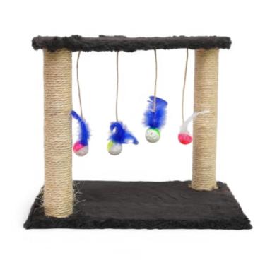 Imagem de Arranhador para Gatos Interativo – Poste de Sisal + Brinquedos Suspensos (Preto)