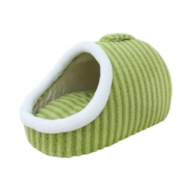Imagem de Fenteer Cama para gatos, caverna, casa para animais de estimação, portátil, canil, fundo antiderrapante, barraca para cães com almofada removível para, Verde
